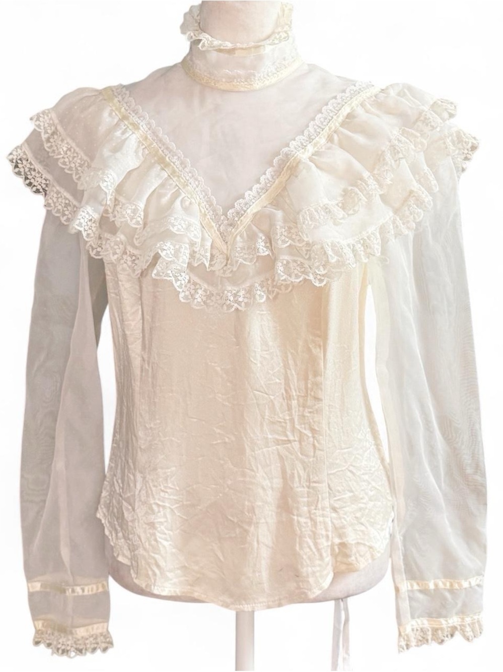 Vintage Gunne Sax Cream Victorian Lace Ruffle Blouse | Size 9 | Great Condition